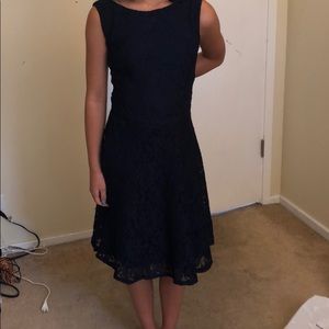 macy’s lace navy blue dress (big on model)
